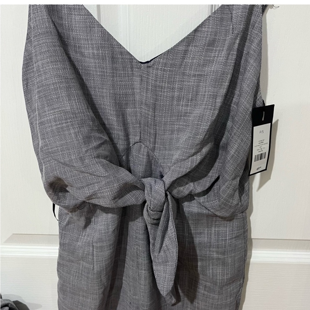 Dynamite Gray Jumpsuit with Tie-Waist and Tapered Legs - Picture 3 of 6